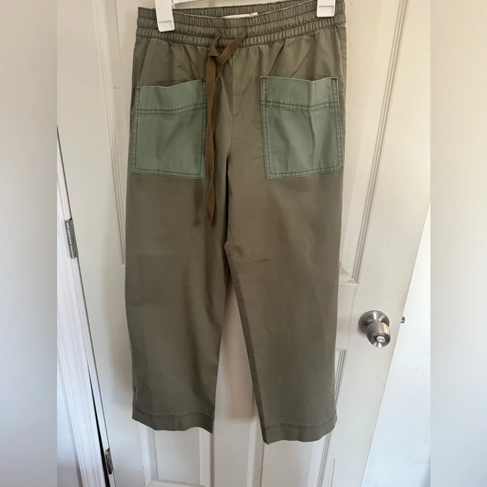 Tory Burch modern twill ankle straight leg cotton blend pants size XS